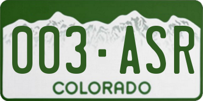 CO license plate 003ASR