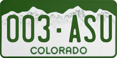 CO license plate 003ASU