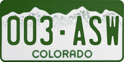CO license plate 003ASW
