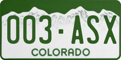 CO license plate 003ASX