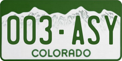CO license plate 003ASY