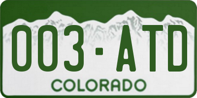 CO license plate 003ATD