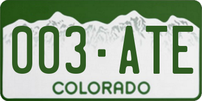 CO license plate 003ATE
