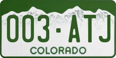 CO license plate 003ATJ