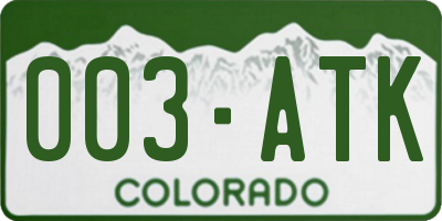 CO license plate 003ATK