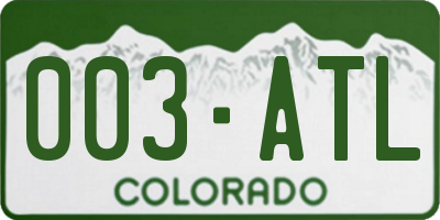 CO license plate 003ATL