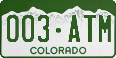CO license plate 003ATM
