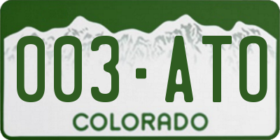 CO license plate 003ATO