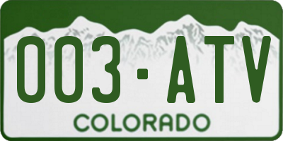 CO license plate 003ATV