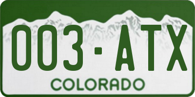 CO license plate 003ATX