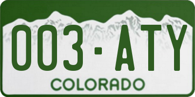 CO license plate 003ATY