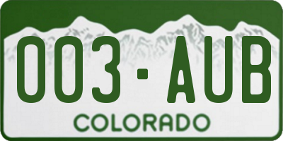 CO license plate 003AUB