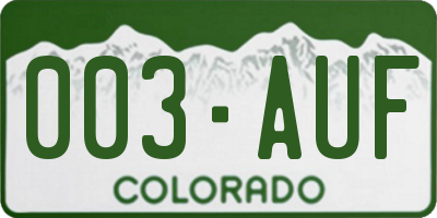 CO license plate 003AUF