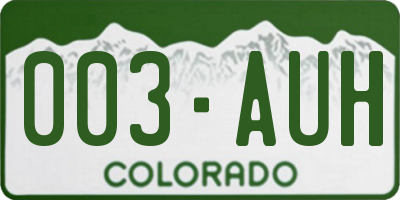 CO license plate 003AUH