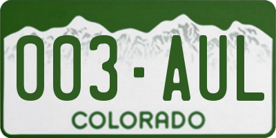 CO license plate 003AUL