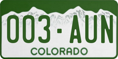 CO license plate 003AUN