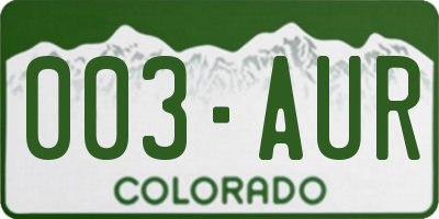 CO license plate 003AUR