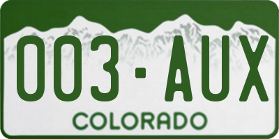 CO license plate 003AUX