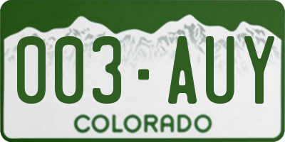 CO license plate 003AUY