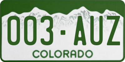 CO license plate 003AUZ