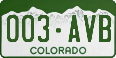 CO license plate 003AVB
