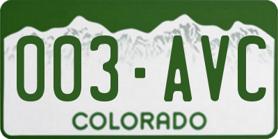 CO license plate 003AVC
