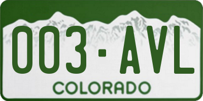 CO license plate 003AVL
