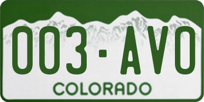 CO license plate 003AVO