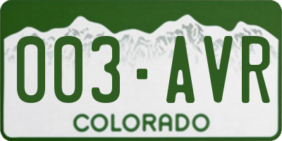 CO license plate 003AVR