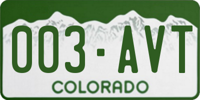 CO license plate 003AVT