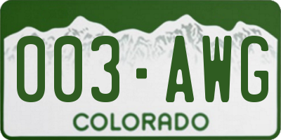 CO license plate 003AWG