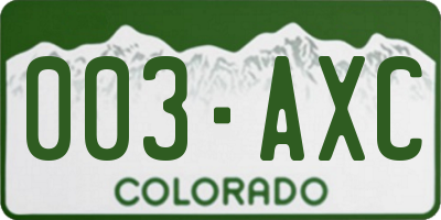CO license plate 003AXC