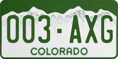 CO license plate 003AXG