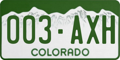 CO license plate 003AXH