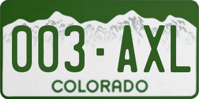 CO license plate 003AXL
