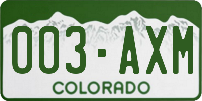 CO license plate 003AXM