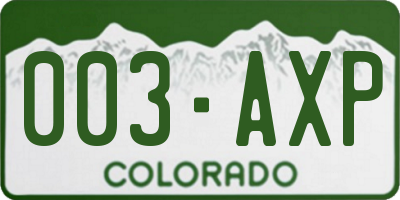 CO license plate 003AXP