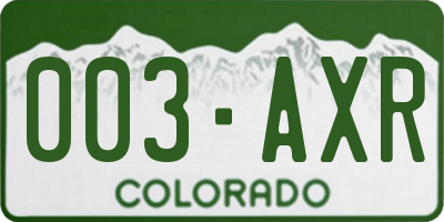 CO license plate 003AXR