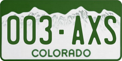 CO license plate 003AXS