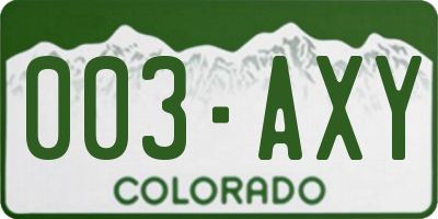 CO license plate 003AXY