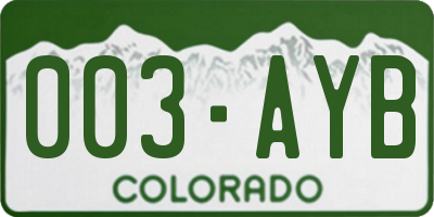 CO license plate 003AYB
