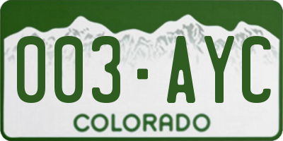CO license plate 003AYC