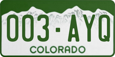 CO license plate 003AYQ