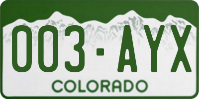 CO license plate 003AYX