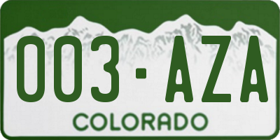 CO license plate 003AZA