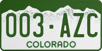 CO license plate 003AZC