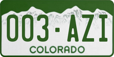 CO license plate 003AZI