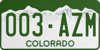 CO license plate 003AZM