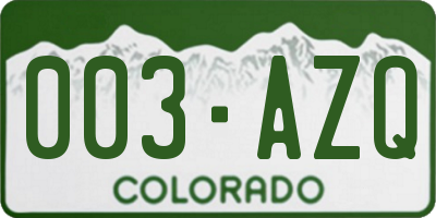 CO license plate 003AZQ