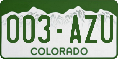 CO license plate 003AZU